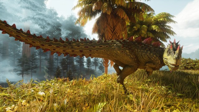 A Ceratosaurus in Ark: Survival Evolved stalking through the grasslands.