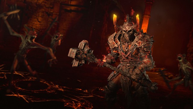 The Hell’s Champion Prestige Barbarian Equipment in Diablo 4.