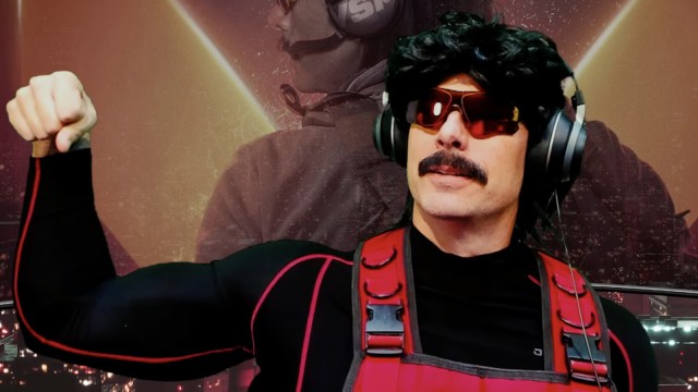 Dr Disrespect flexing his bicep on stream.