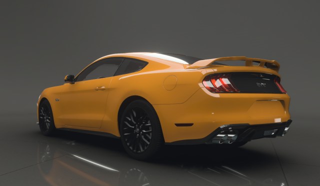 A yellow Ford Mustang in Forza Motorsport.