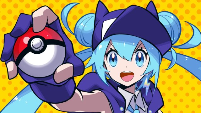 Hatsune Miku holding a pokéball in her Koraidon themed outfit