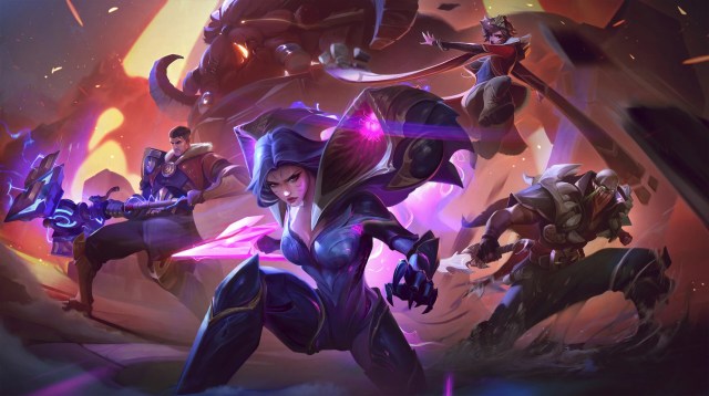 League champions, Taliyah, Jayce, Pyke, and Kai'Sa, preparing for combat.