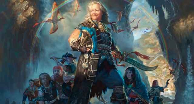 Image of pirate leading other pirates into a cavern with waterfalls on MTG card in LIC Commander Precon