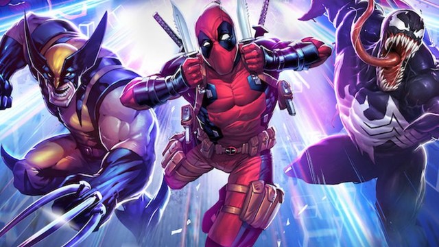 Marvel Snap art featuring Wolverine, Deadpool, and Venom.