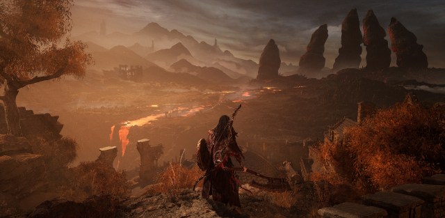 Lords of the Fallen screenshot of a player character looking over a valley.