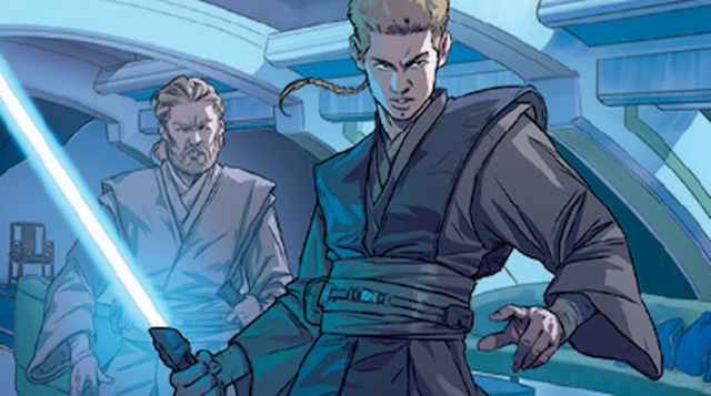 Image of Anakin and Kenobi with lightsabers through Star Wars Unlimited Spark of the Rebellion Anakin and Kenobi