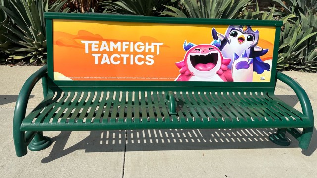 Teamfight Tactics bench at Riot Games campus