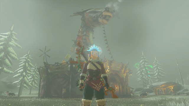 Link standing in front of the Snowfield Stable