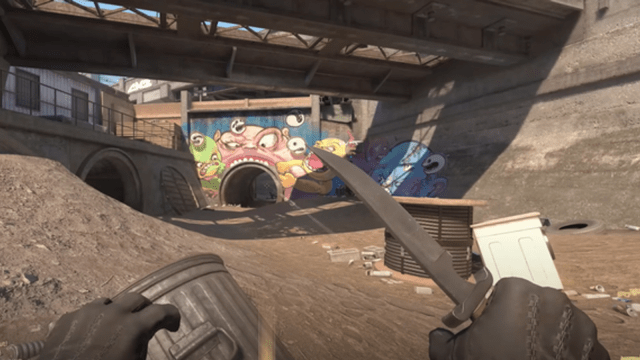 CS2 Default Terrorist Knife skin on Overpass T-side monster