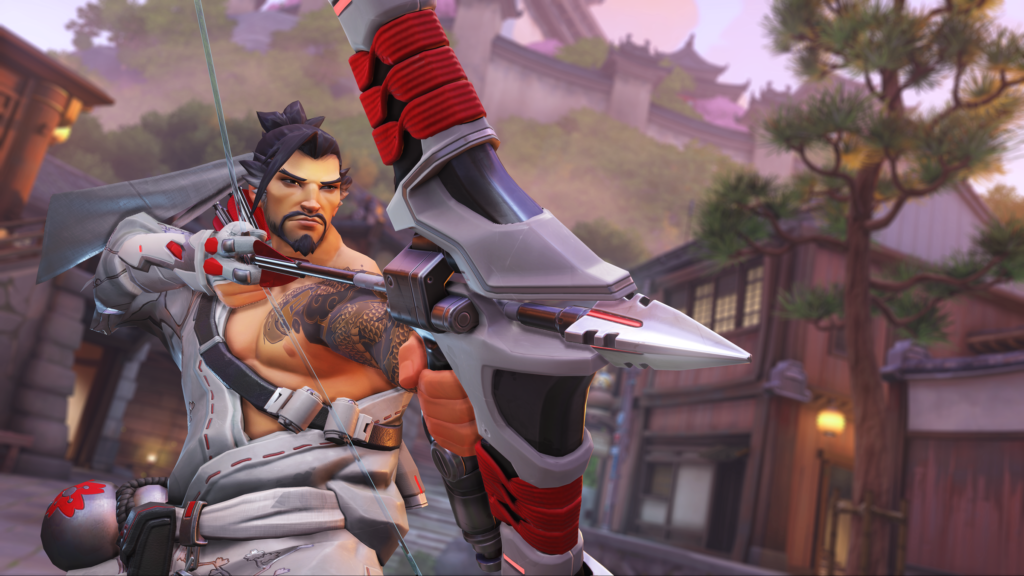 Overwatch Summer Games 2021 Hanzo with his bow and arrow in hand.