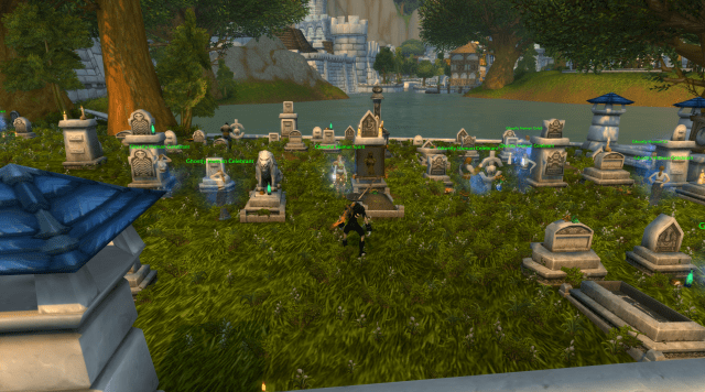 WoW Stormwind Cemetery featuring the quest giver for the Grateful Dead