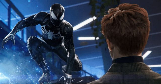 Peter Parker in the Venom suit in Spider-man 2 talking to Harry Osborne